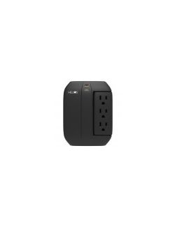 Metra - 6 Outlet 450 Joules, Rotating Bank, Wall Tap, Black